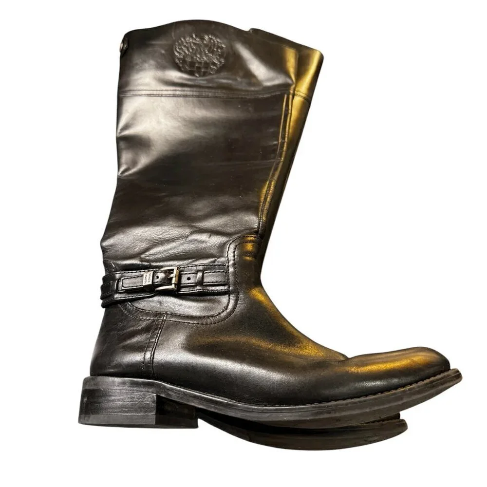 Vince Camuto Kable Black Leather Tall Riding Boots Size 7.5